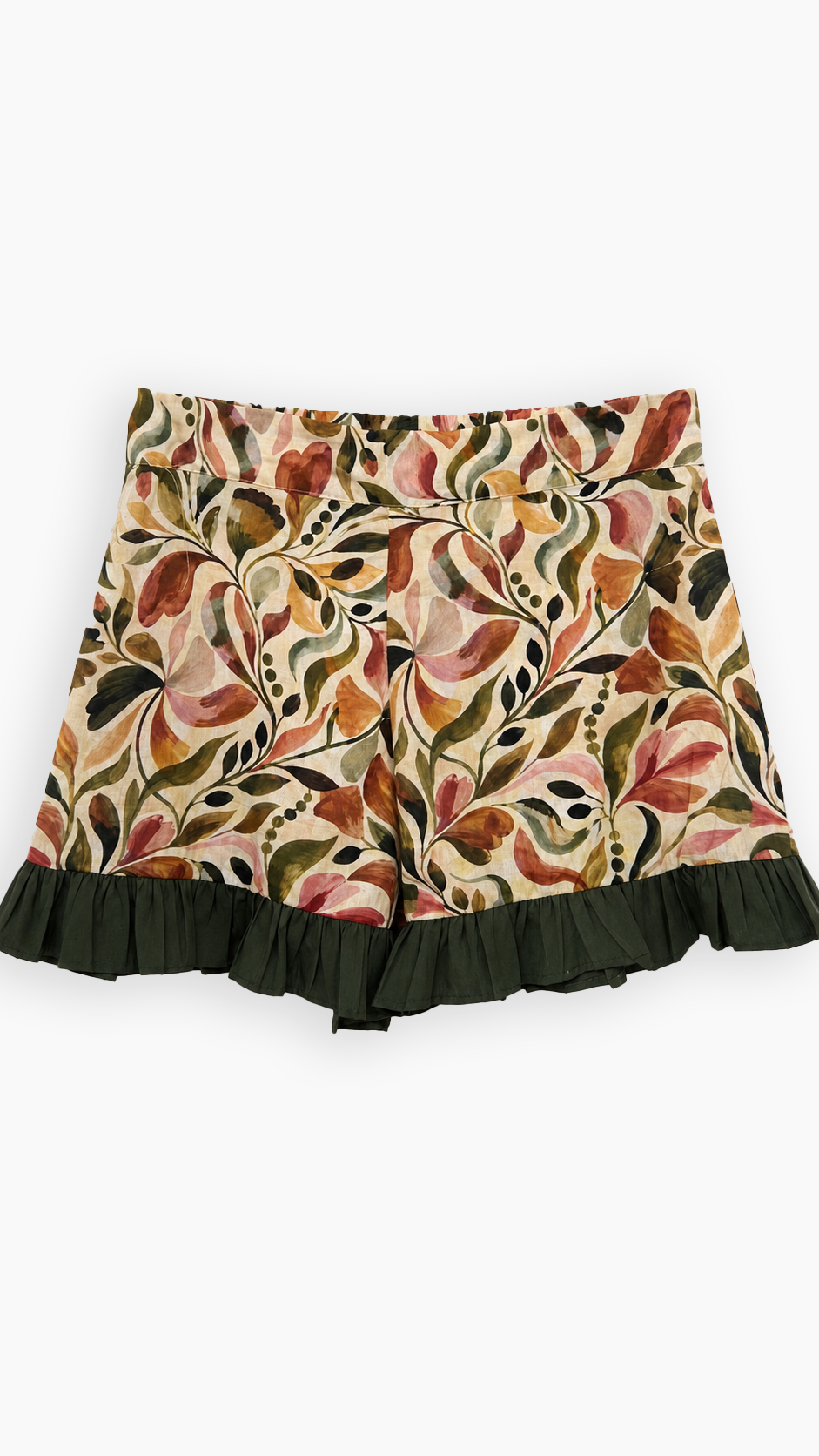 Floral Voile Print Ruffle Short, front product shot