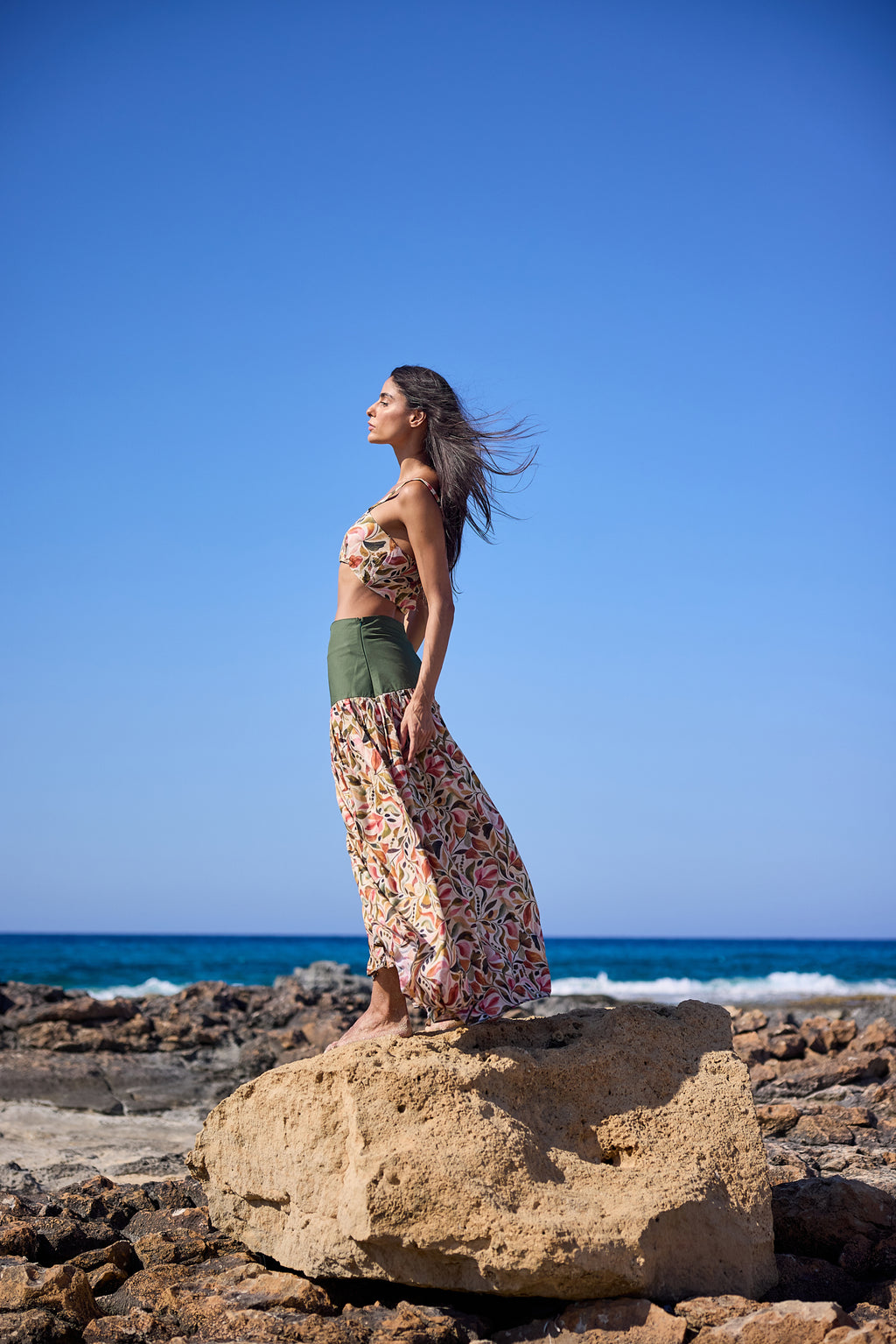 Floral Print Voile Maxi Skirt, side view