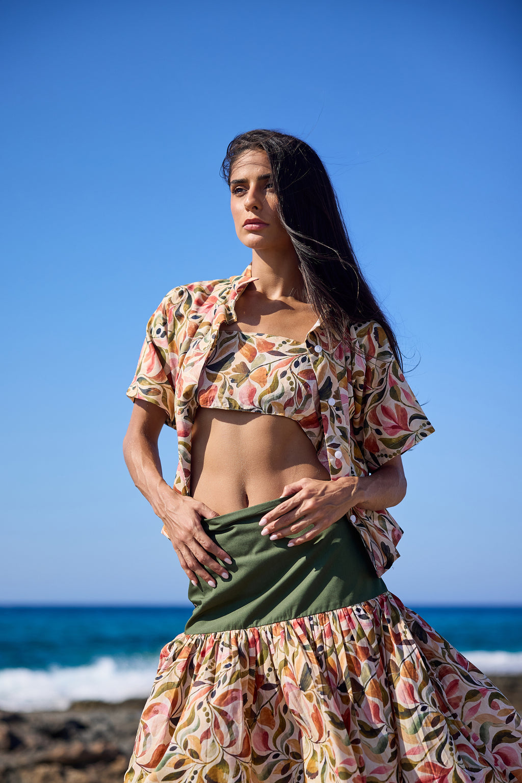 Floral Print Voile Maxi Skirt, close up
