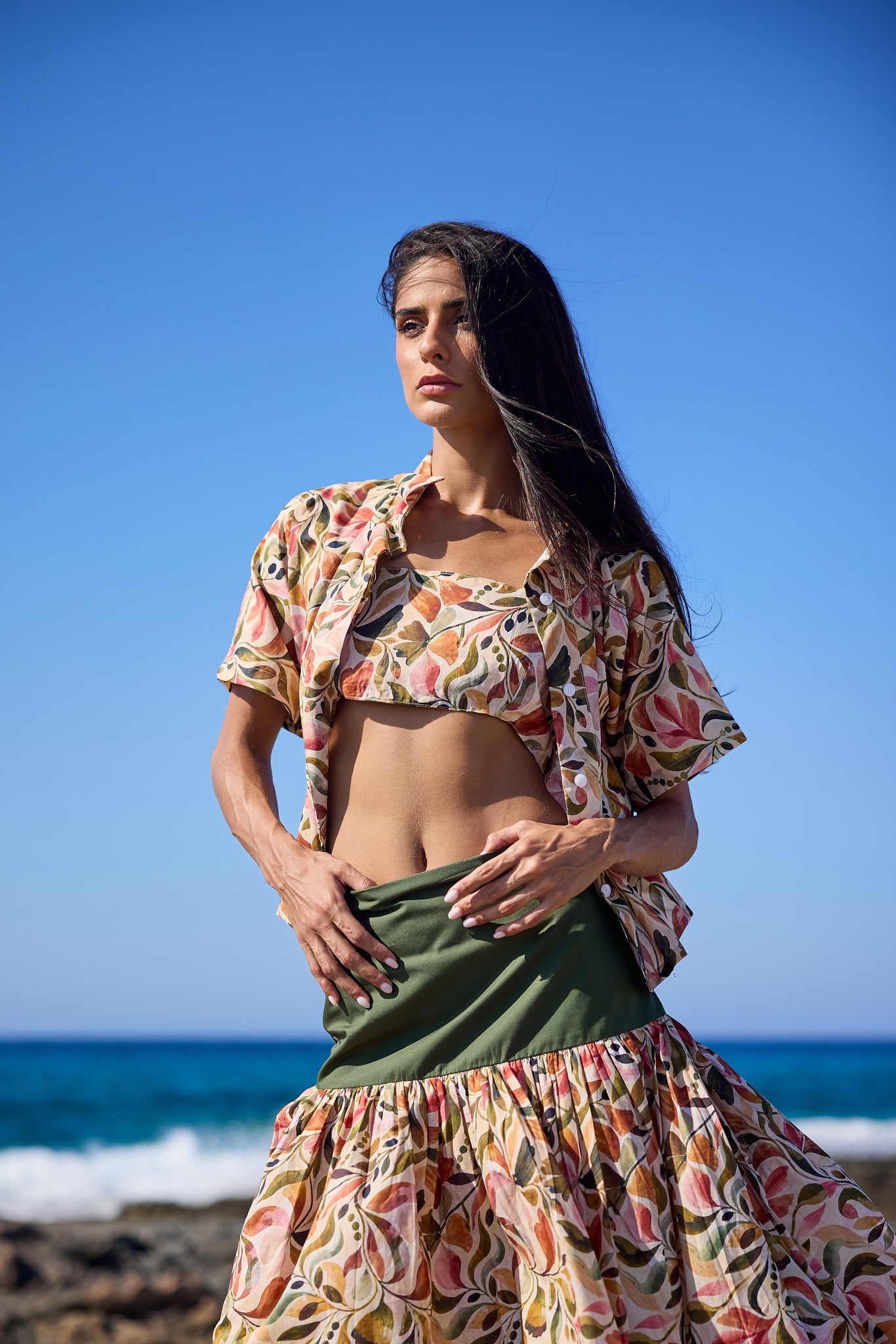 Floral Print Voile Maxi Skirt, close up
