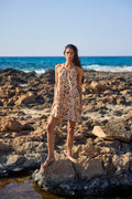 Floral Voile Print Halter Dress, front view