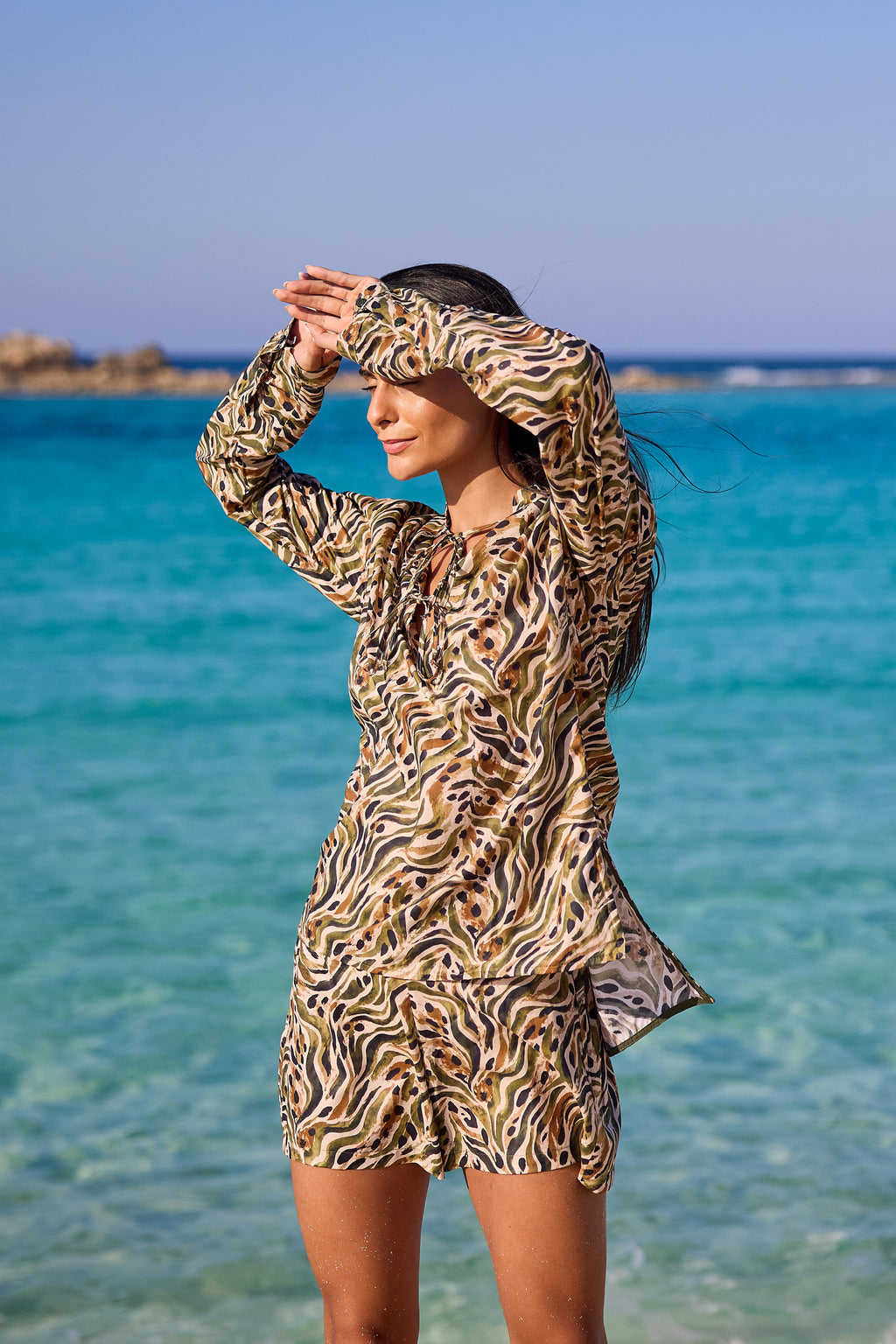 Safari Printed Voile Shirt, front view