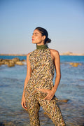 Safari Print Voile Halter Top, front view