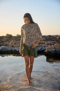 Safari Print Voile Poncho, front view
