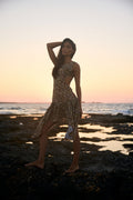 Safari Print Voile Asymmetrical Dress, front view