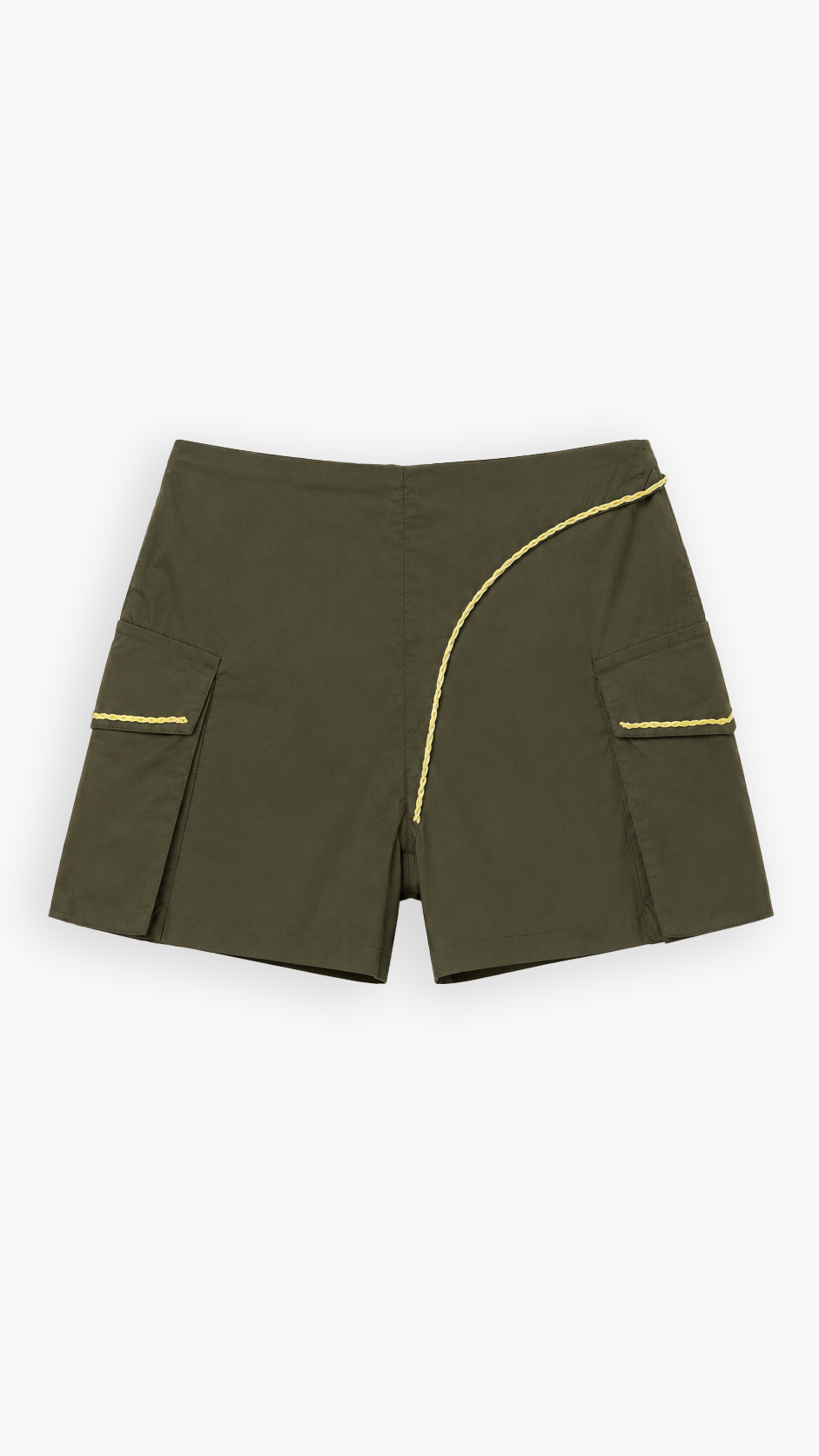 olive cargo poplin shorts, product shot