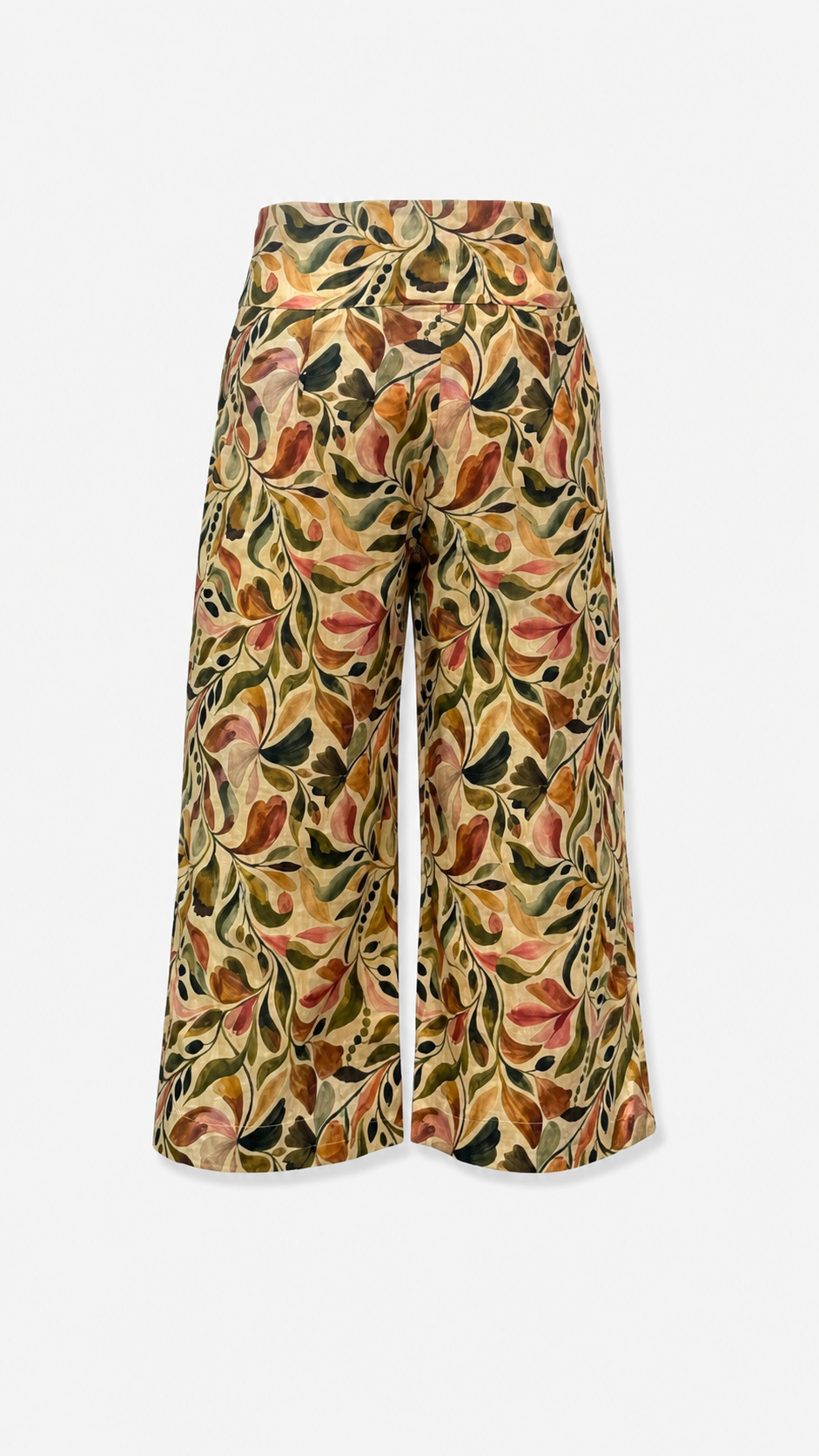 Floral Print Voile Capri Pants, back product shot