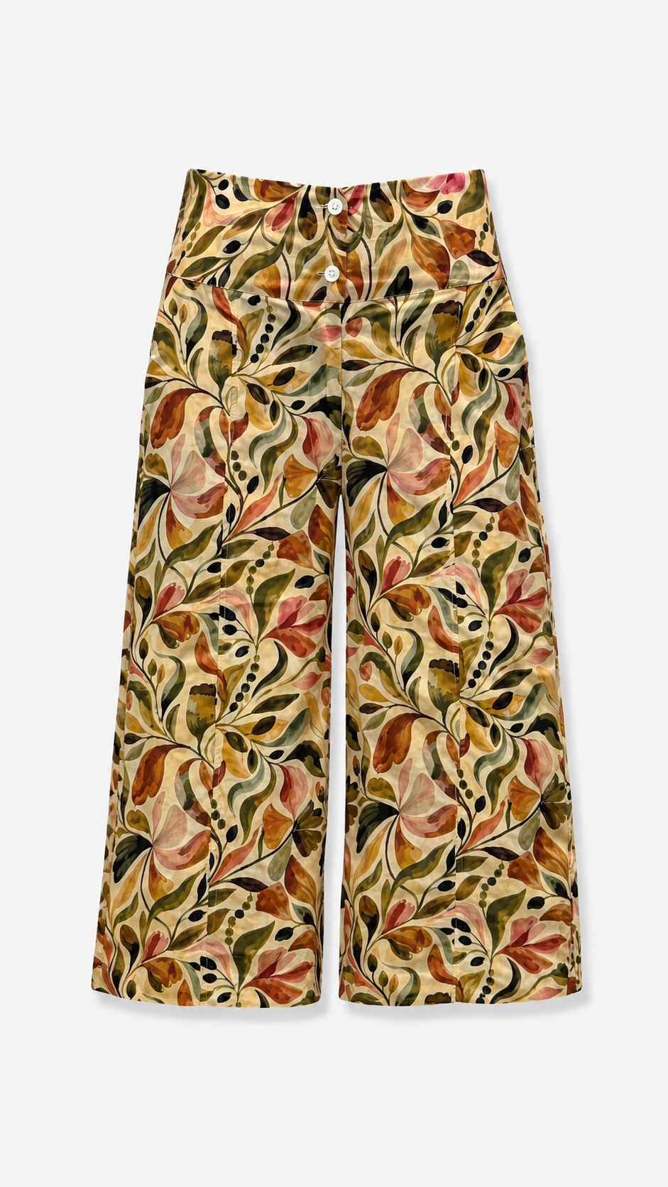 Floral Print Voile Capri Pants, front product shot