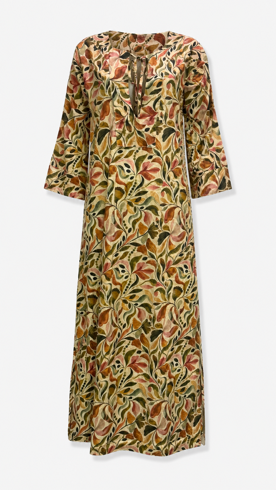 Floral Print Voile Kaftan, front product shot