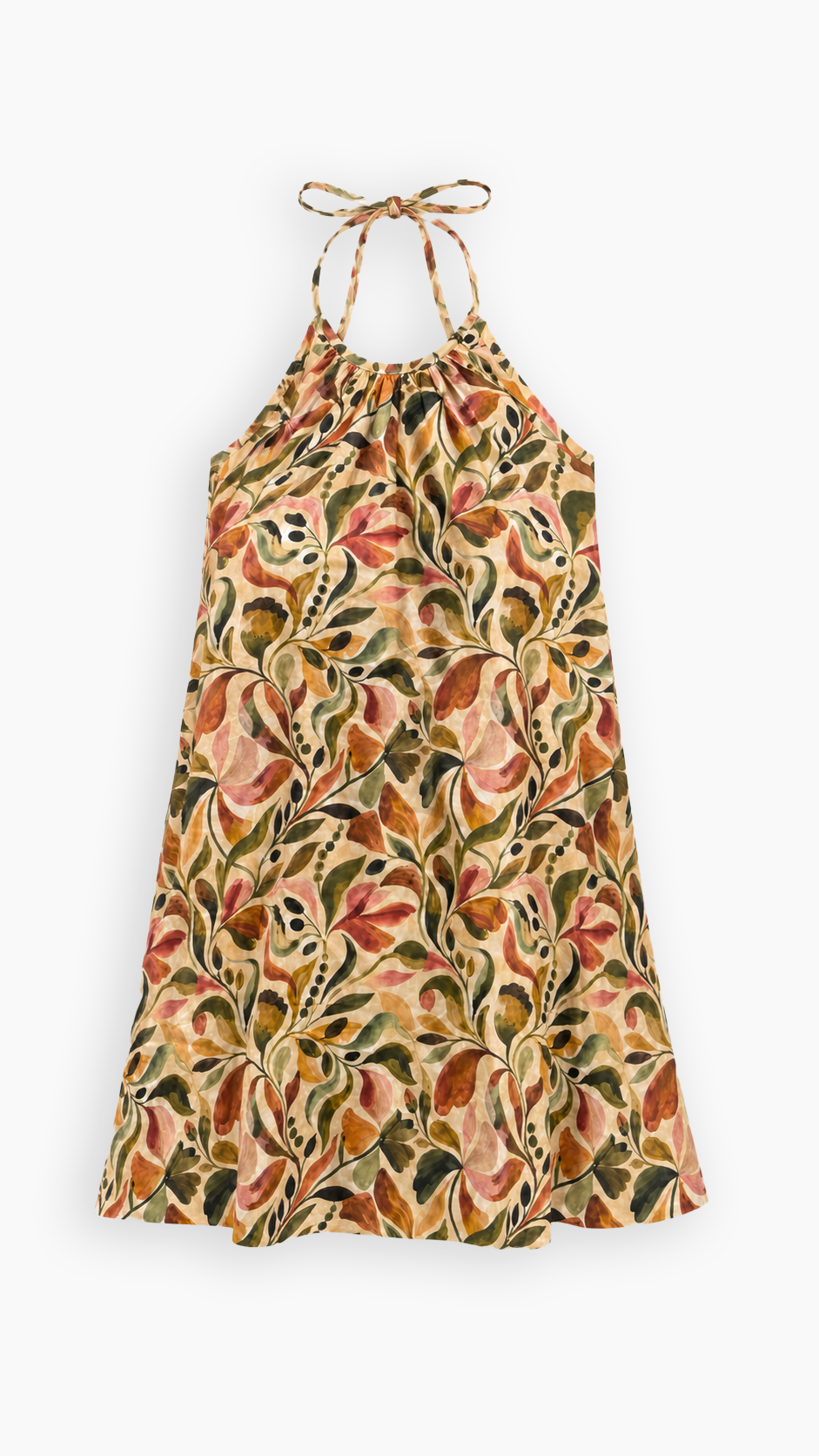 Floral Voile Print Halter Dress, front product shot