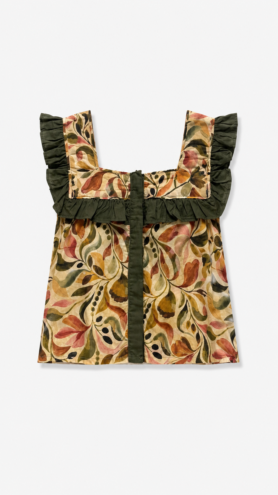 Floral Voile Print Ruffle Top, front product shot