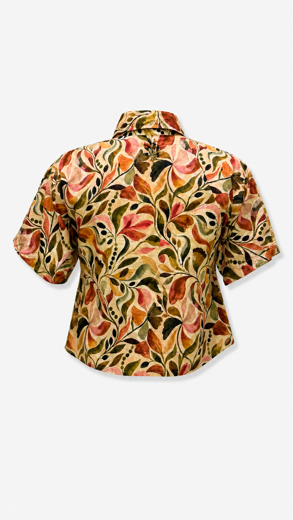 Floral Voile Print Cropped Shirt, back product shot