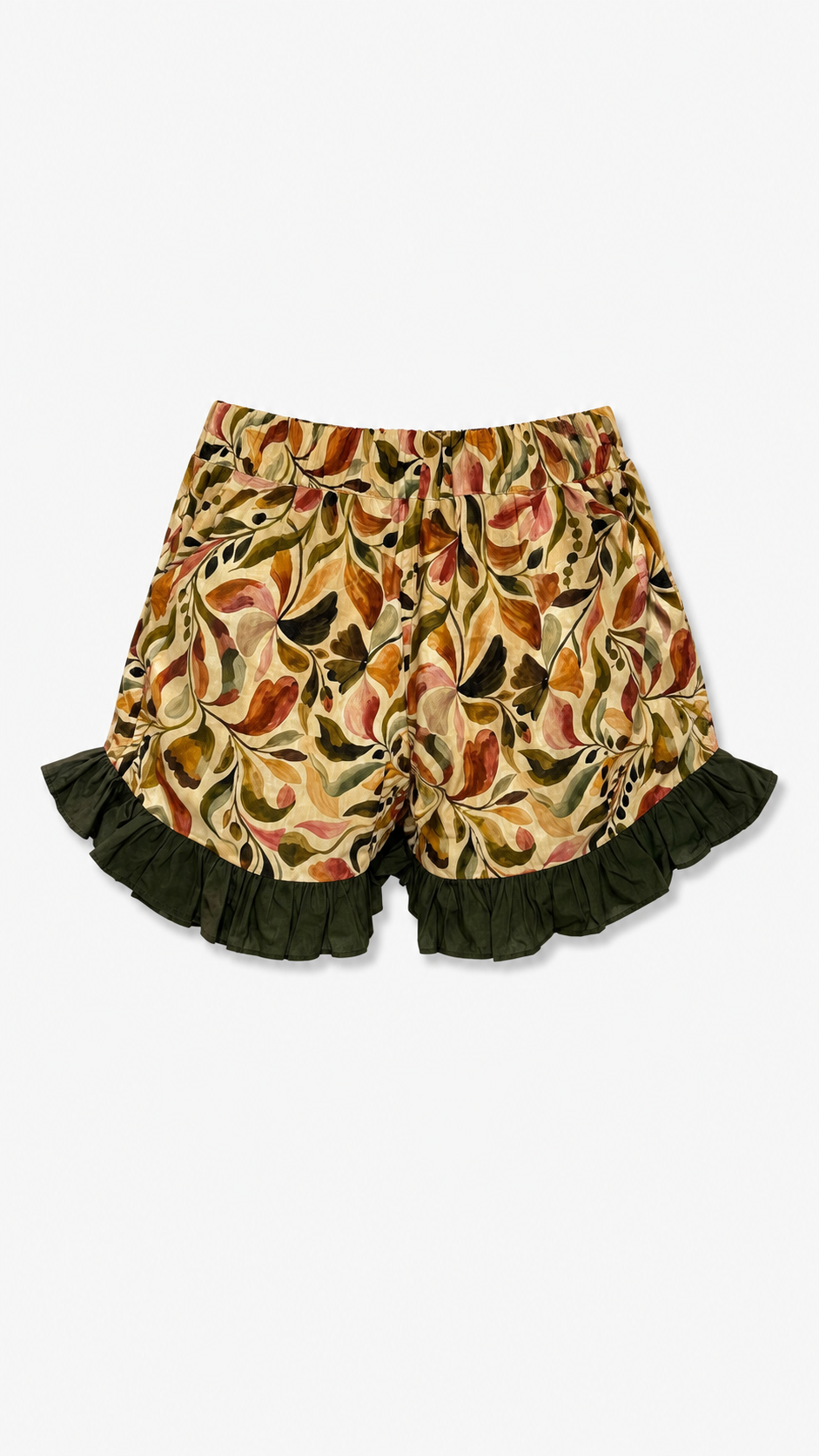 Floral Voile Print Ruffle Short, back product shot