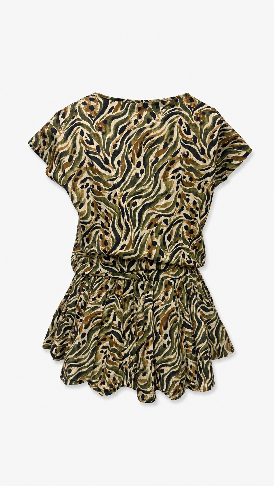 Safari Print Voile Mini Dress, product shot back