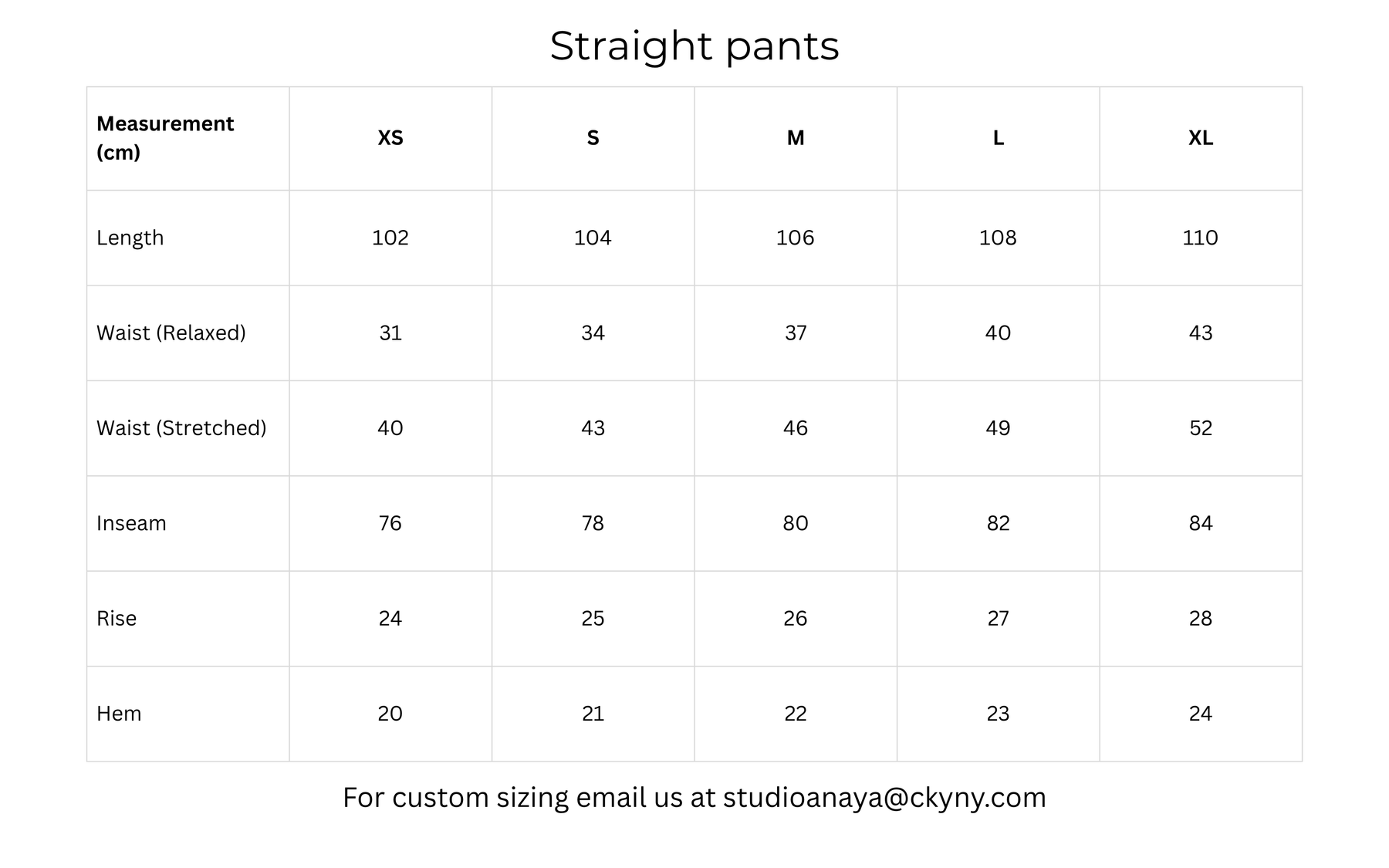 Size guide
